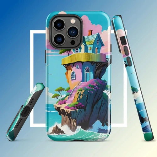 Ollieprint House on a Cliff Artwork Tough Case for iPhone® 11, 12, 13, 14, 15 - Ollie Print Designs LLC