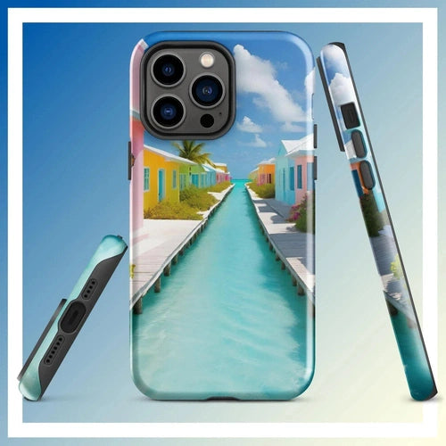 Ollieprint Overwater Hotel Art Tough Case for iPhone® 11, 12, 13, 14, 15 - Ollie Print Designs LLC