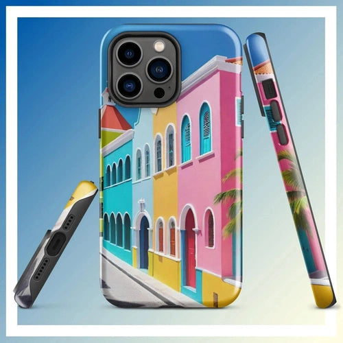 Ollieprint Dutch Caribbean City Artwork Tough Case for iPhone® 11, 12, 13, 14, 15 - Ollie Print Designs LLC