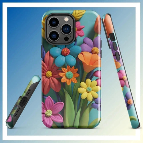 Ollie Print Clay Flower Bouquet Tough Case for iPhone® 11, 12, 13, 14, 15 - Ollie Print Designs LLC