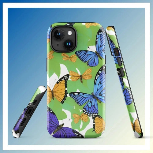 Ollieprint Butterfly Artwork Tough Case for iPhone® 11, 12, 13, 14, 15