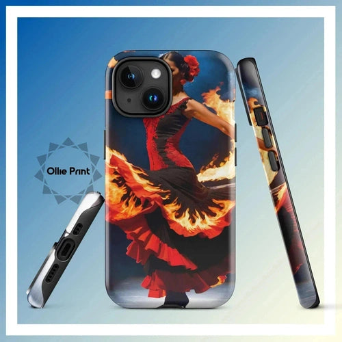 Ollieprint Fire Flamenco Dancer Art Tough Case for iPhone® 11, 12, 13, 14, 15