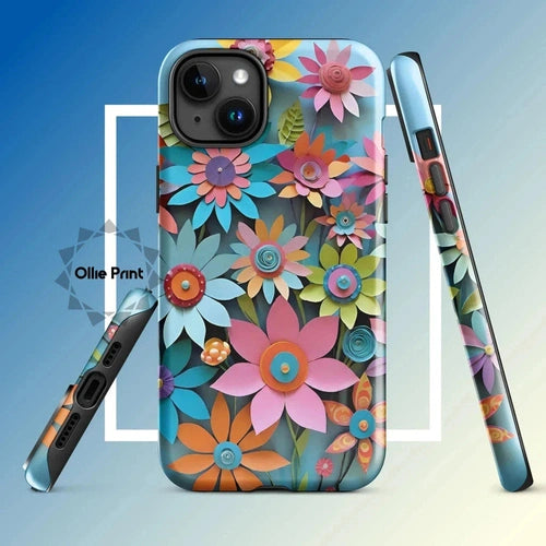 Ollieprint Paper Flowers Art Tough Case for iPhone® 11, 12, 13, 14, 15