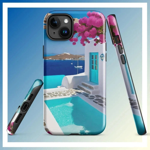 Ollieprint Greece Seaside Dream Artwork Tough Case for iPhone® 11, 12, 13, 14, 15