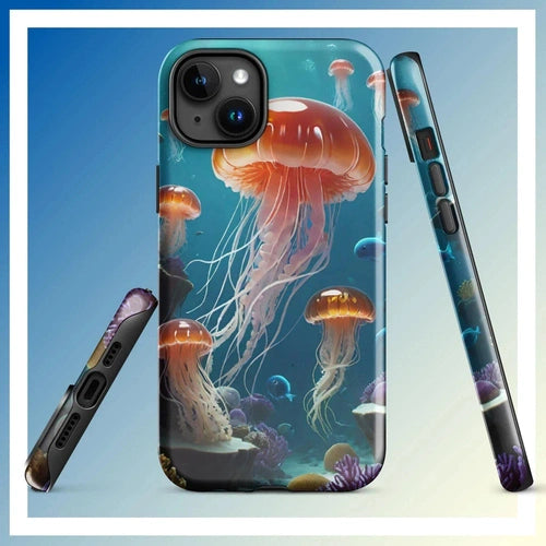 Ollieprint Jellyfish Ocean Tough Case for iPhone® 11, 12, 13, 14, 15