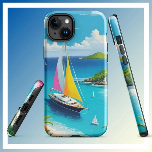 Ollieprint Sail Away to Paradise Art Tough Case for iPhone® 11, 12, 13, 14, 15