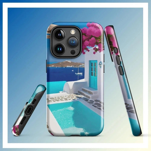 Ollieprint Greece Seaside Dream Artwork Tough Case for iPhone® 11, 12, 13, 14, 15