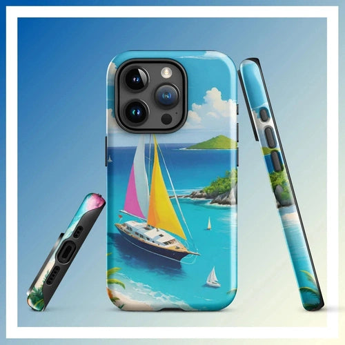 Ollieprint Sail Away to Paradise Art Tough Case for iPhone® 11, 12, 13, 14, 15