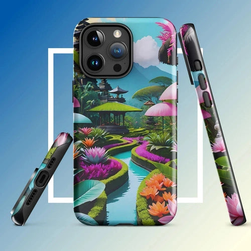 Ollieprint Asian Tea Garden Art Tough Case for iPhone® 11, 12, 13, 14, 15 - Ollie Print Designs LLC