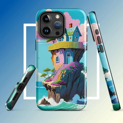 Ollieprint House on a Cliff Artwork Tough Case for iPhone® 11, 12, 13, 14, 15 - Ollie Print Designs LLC