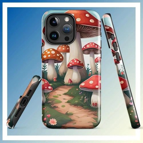 Ollieprint Mushroom Love Artwork Tough Case for iPhone® 11, 12, 13, 14, 15 - Ollie Print Designs LLC