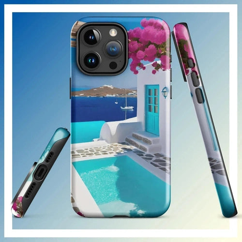 Ollieprint Greece Seaside Dream Artwork Tough Case for iPhone® 11, 12, 13, 14, 15 - Ollie Print Designs LLC