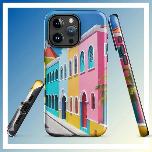 Ollieprint Dutch Caribbean City Artwork Tough Case for iPhone® 11, 12, 13, 14, 15 - Ollie Print Designs LLC