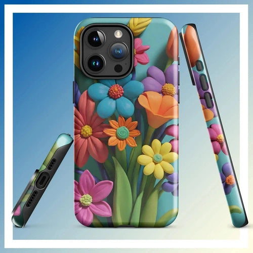 Ollie Print Clay Flower Bouquet Tough Case for iPhone® 11, 12, 13, 14, 15 - Ollie Print Designs LLC