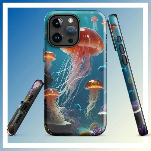 Ollieprint Jellyfish Ocean Tough Case for iPhone® 11, 12, 13, 14, 15 - Ollie Print Designs LLC