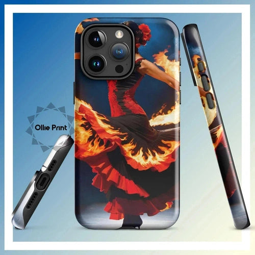 Ollieprint Fire Flamenco Dancer Art Tough Case for iPhone® 11, 12, 13, 14, 15 - Ollie Print Designs LLC