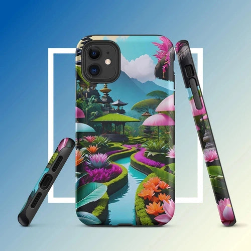 Ollieprint Asian Tea Garden Art Tough Case for iPhone® 11, 12, 13, 14, 15 - Ollie Print Designs LLC