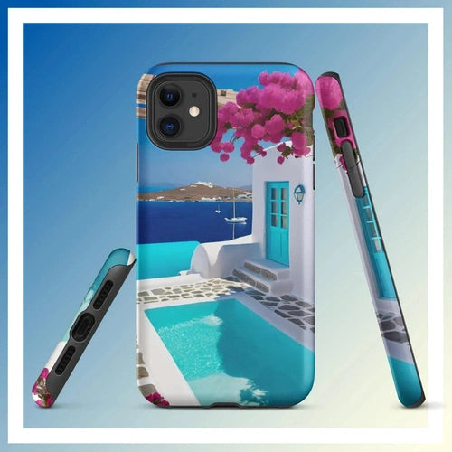 Ollieprint Greece Seaside Dream Artwork Tough Case for iPhone® 11, 12, 13, 14, 15 - Ollie Print Designs LLC