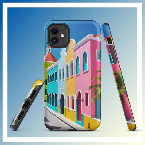 Ollieprint Dutch Caribbean City Artwork Tough Case for iPhone® 11, 12, 13, 14, 15 - Ollie Print Designs LLC