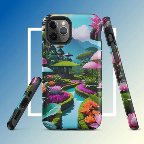 Ollieprint Asian Tea Garden Art Tough Case for iPhone® 11, 12, 13, 14, 15 - Ollie Print Designs LLC