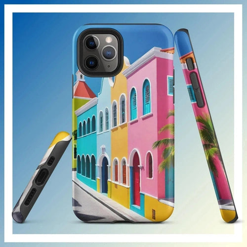 Ollieprint Dutch Caribbean City Artwork Tough Case for iPhone® 11, 12, 13, 14, 15 - Ollie Print Designs LLC