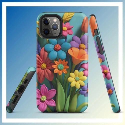 Ollie Print Clay Flower Bouquet Tough Case for iPhone® 11, 12, 13, 14, 15 - Ollie Print Designs LLC