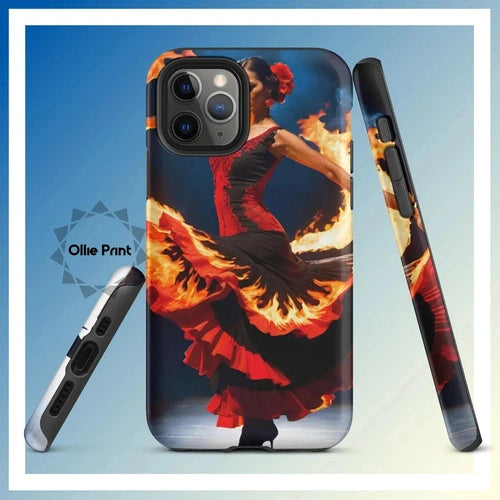 Ollieprint Fire Flamenco Dancer Art Tough Case for iPhone® 11, 12, 13, 14, 15 - Ollie Print Designs LLC