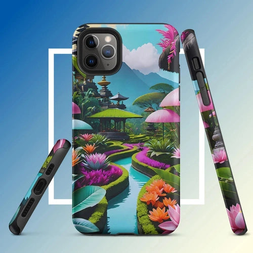 Ollieprint Asian Tea Garden Art Tough Case for iPhone® 11, 12, 13, 14, 15 - Ollie Print Designs LLC