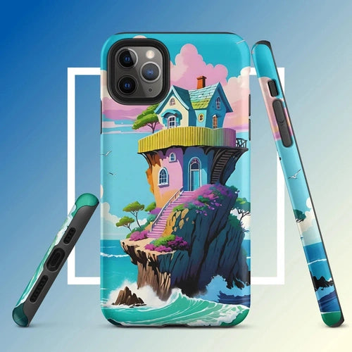 Ollieprint House on a Cliff Artwork Tough Case for iPhone® 11, 12, 13, 14, 15 - Ollie Print Designs LLC