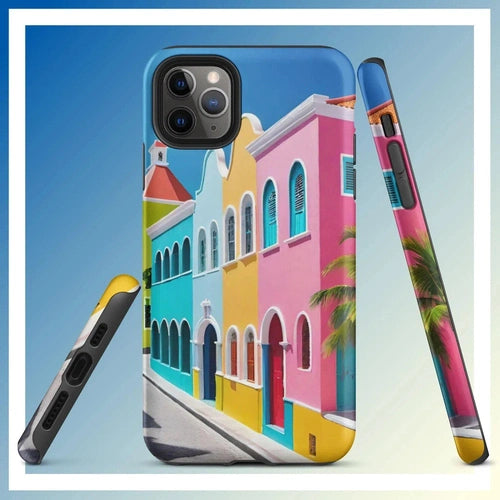 Ollieprint Dutch Caribbean City Artwork Tough Case for iPhone® 11, 12, 13, 14, 15 - Ollie Print Designs LLC