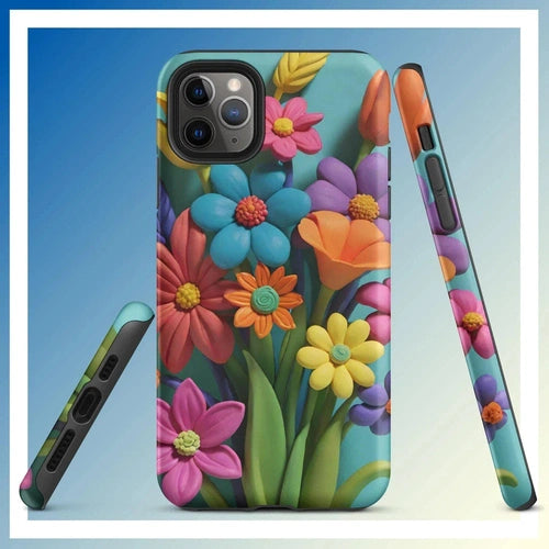 Ollie Print Clay Flower Bouquet Tough Case for iPhone® 11, 12, 13, 14, 15 - Ollie Print Designs LLC