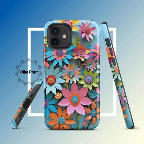 Ollieprint Paper Flowers Art Tough Case for iPhone® 11, 12, 13, 14, 15 - Ollie Print Designs LLC