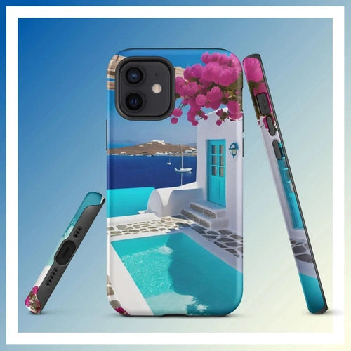 Ollieprint Greece Seaside Dream Artwork Tough Case for iPhone® 11, 12, 13, 14, 15 - Ollie Print Designs LLC