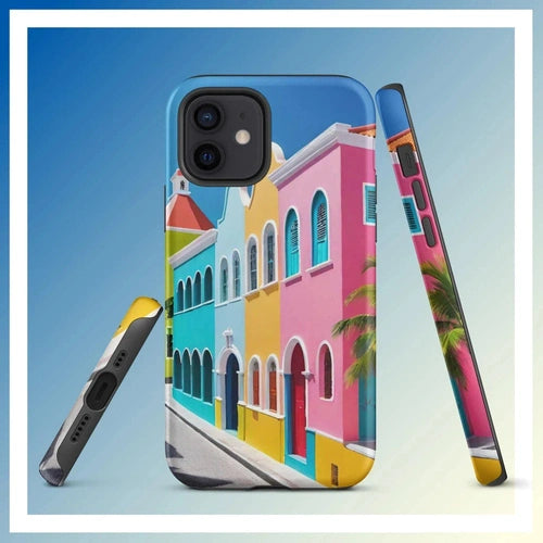 Ollieprint Dutch Caribbean City Artwork Tough Case for iPhone® 11, 12, 13, 14, 15 - Ollie Print Designs LLC