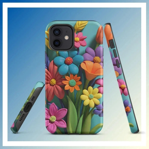 Ollie Print Clay Flower Bouquet Tough Case for iPhone® 11, 12, 13, 14, 15 - Ollie Print Designs LLC