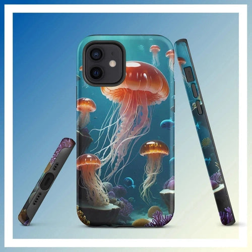 Ollieprint Jellyfish Ocean Tough Case for iPhone® 11, 12, 13, 14, 15 - Ollie Print Designs LLC