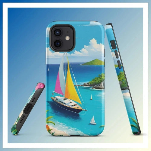 Ollieprint Sail Away to Paradise Art Tough Case for iPhone® 11, 12, 13, 14, 15 - Ollie Print Designs LLC