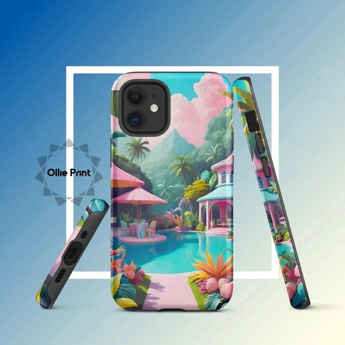 Ollieprint Pastel Pool Artwork Tough Case for iPhone® 11, 12, 13, 14, 15 - Ollie Print Designs LLC