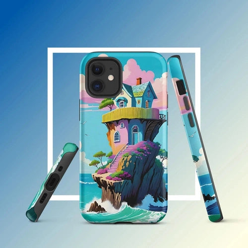 Ollieprint House on a Cliff Artwork Tough Case for iPhone® 11, 12, 13, 14, 15 - Ollie Print Designs LLC