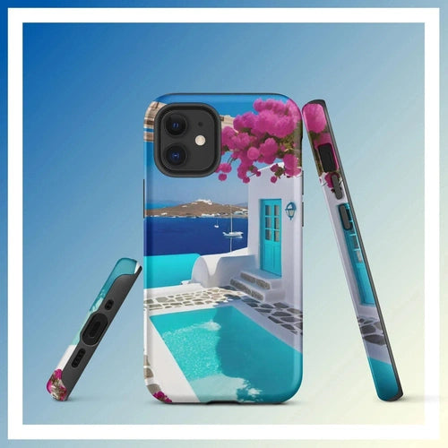 Ollieprint Greece Seaside Dream Artwork Tough Case for iPhone® 11, 12, 13, 14, 15 - Ollie Print Designs LLC