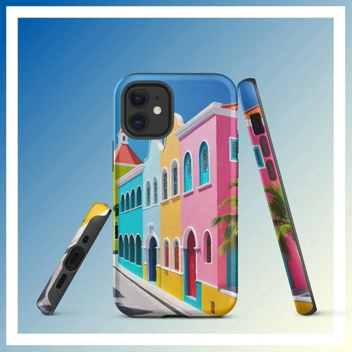 Ollieprint Dutch Caribbean City Artwork Tough Case for iPhone® 11, 12, 13, 14, 15 - Ollie Print Designs LLC