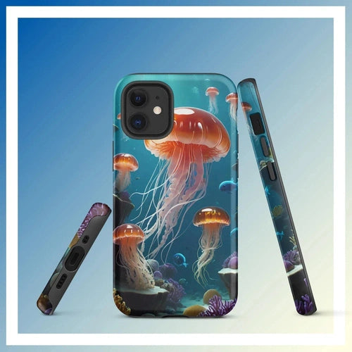 Ollieprint Jellyfish Ocean Tough Case for iPhone® 11, 12, 13, 14, 15 - Ollie Print Designs LLC