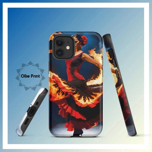 Ollieprint Fire Flamenco Dancer Art Tough Case for iPhone® 11, 12, 13, 14, 15 - Ollie Print Designs LLC