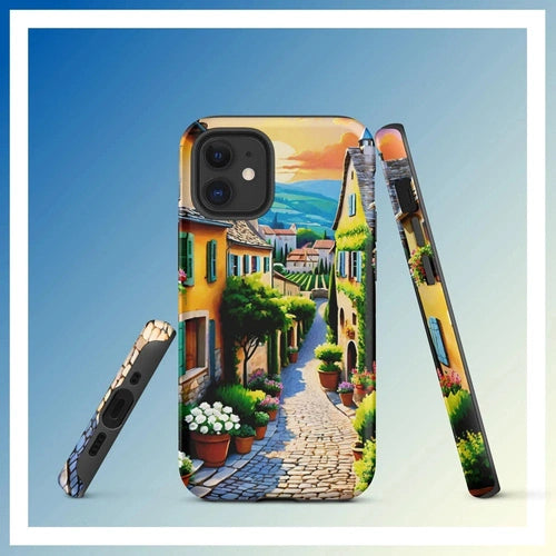 Ollieprint French Country Village Artwork Tough Case for iPhone® 11, 12, 13, 14, 15 - Ollie Print Designs LLC