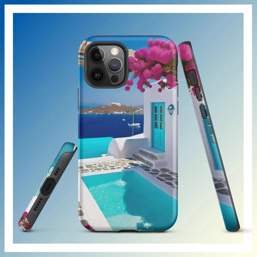 Ollieprint Greece Seaside Dream Artwork Tough Case for iPhone® 11, 12, 13, 14, 15 - Ollie Print Designs LLC