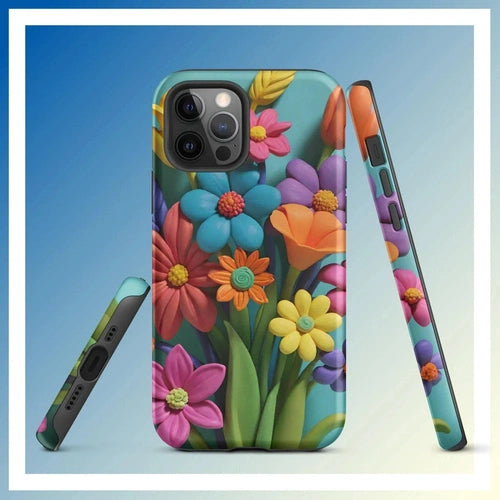 Ollie Print Clay Flower Bouquet Tough Case for iPhone® 11, 12, 13, 14, 15 - Ollie Print Designs LLC