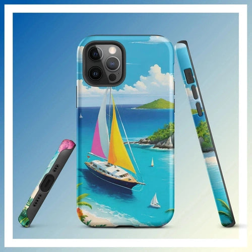 Ollieprint Sail Away to Paradise Art Tough Case for iPhone® 11, 12, 13, 14, 15 - Ollie Print Designs LLC