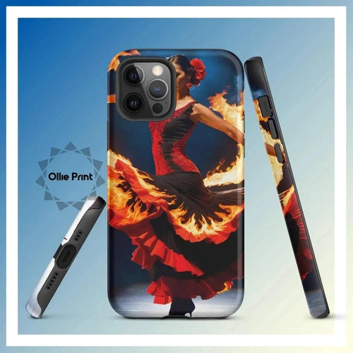 Ollieprint Fire Flamenco Dancer Art Tough Case for iPhone® 11, 12, 13, 14, 15 - Ollie Print Designs LLC