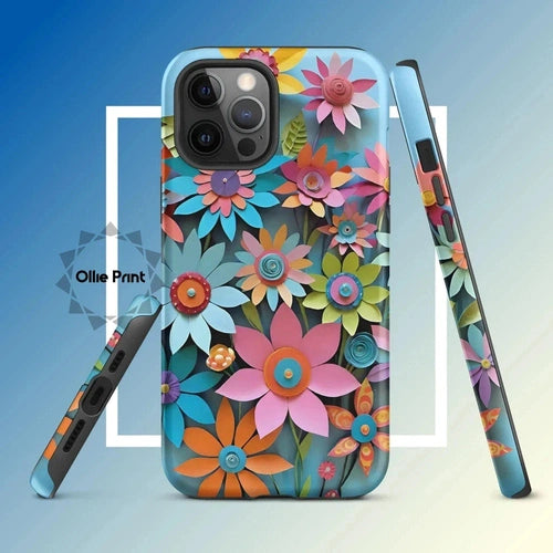 Ollieprint Paper Flowers Art Tough Case for iPhone® 11, 12, 13, 14, 15 - Ollie Print Designs LLC