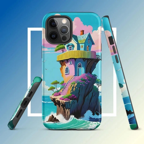 Ollieprint House on a Cliff Artwork Tough Case for iPhone® 11, 12, 13, 14, 15 - Ollie Print Designs LLC